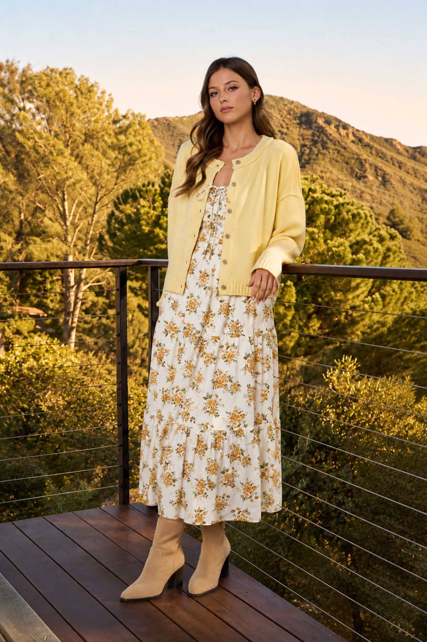 Golden Meadow Midi Dress