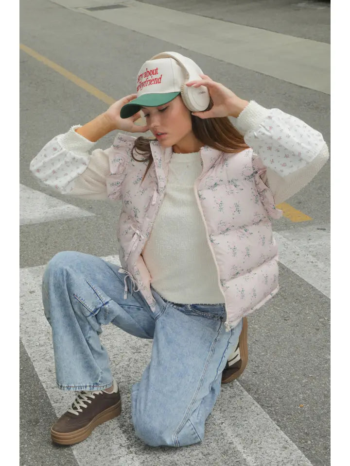 Pastel Bloom Puffer Vest