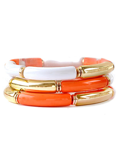 Gameday Metal Tube Bracelet White Orange