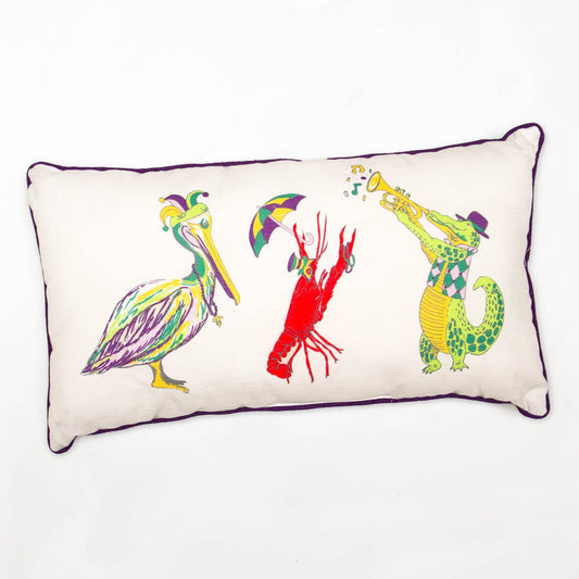 Mardi Gras Band Lumbar Pillow