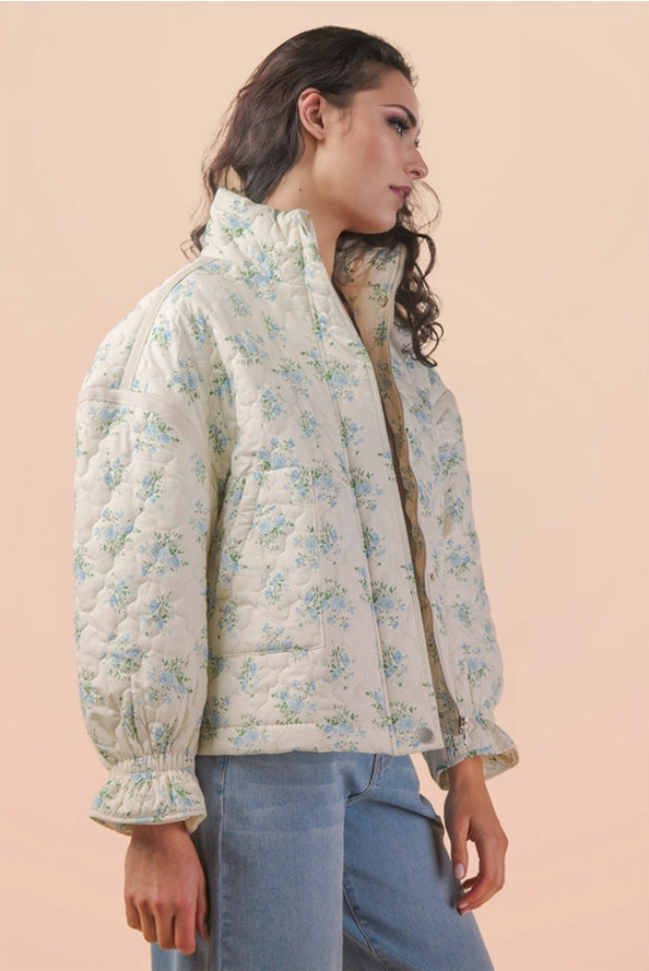 Blue Meadow Quilted Oversized Jacket