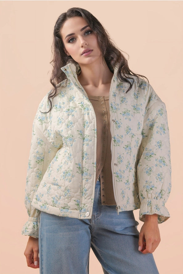 Blue Meadow Quilted Oversized Jacket