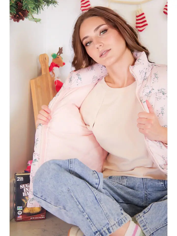 Pastel Bloom Puffer Vest