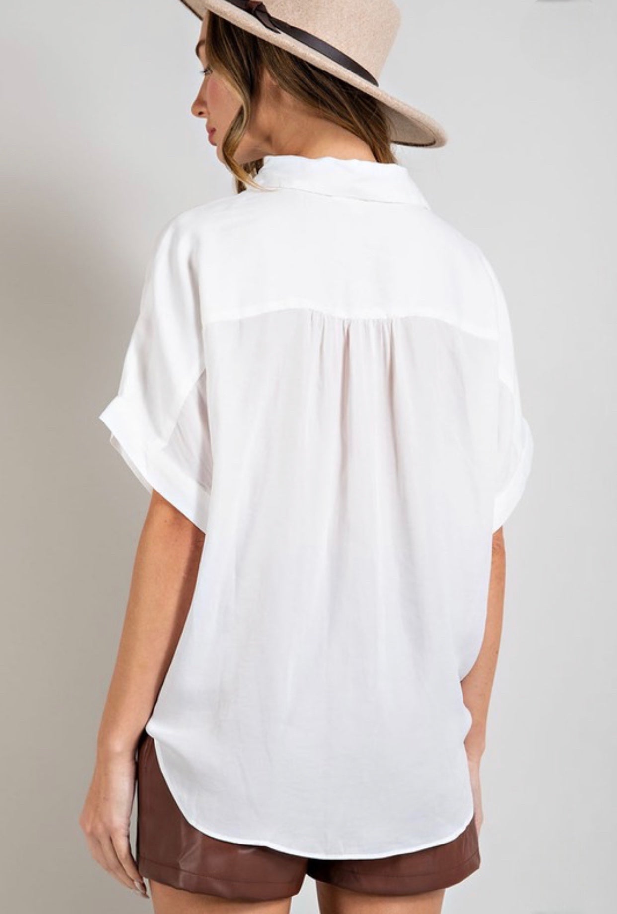 V Neck Blouse Top Off White