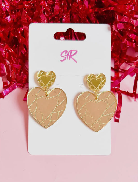 Heart Mirror Gem Earring