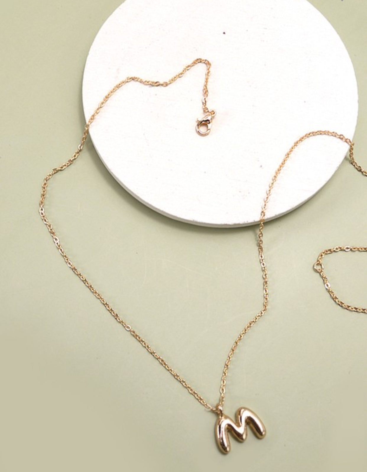 Gold Bubble Initial Necklace