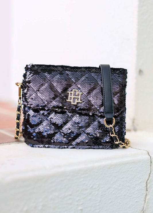 Evelyn Crossbody Black Sequin Bag