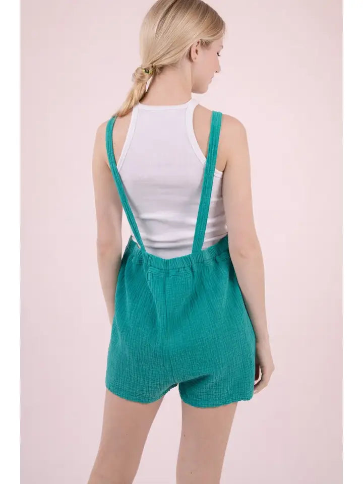 Mineral Washed Double Gauze Overall Romper
