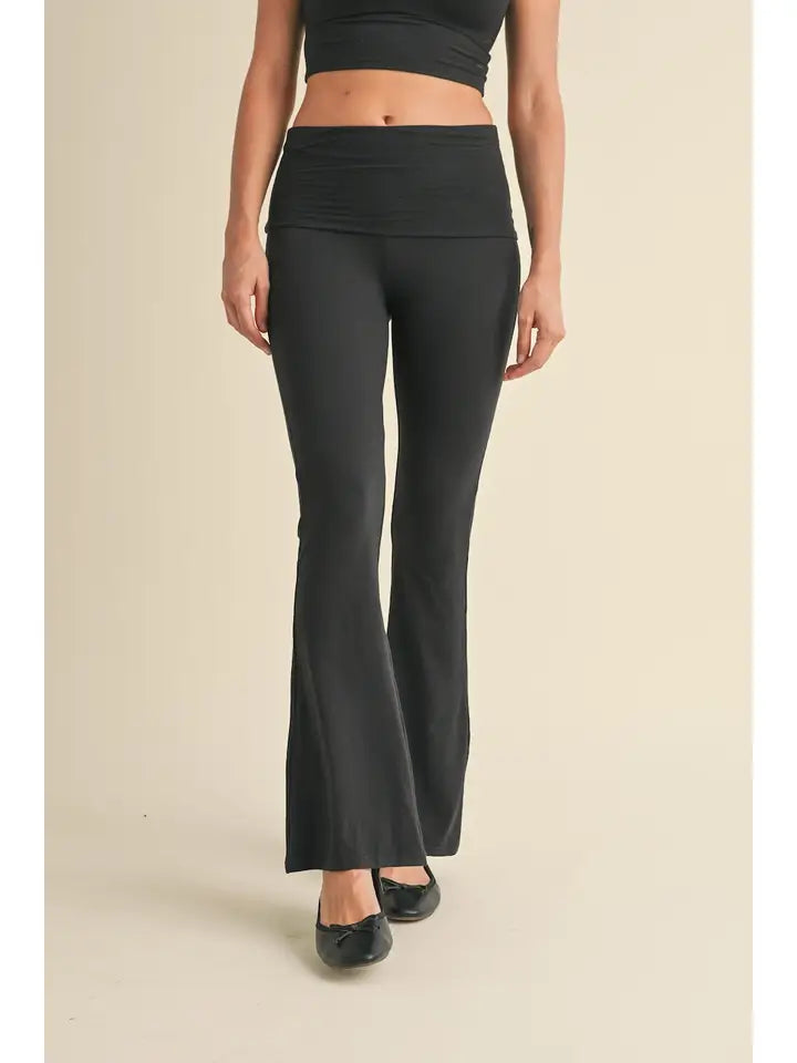 Soft Knit Foldover Flare Pants