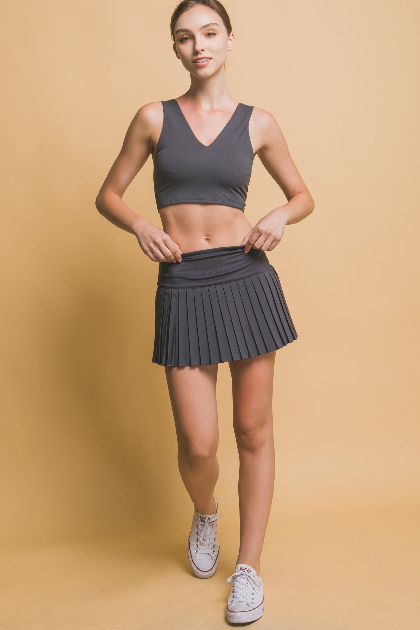 Pleated Activewear Skort Shorts