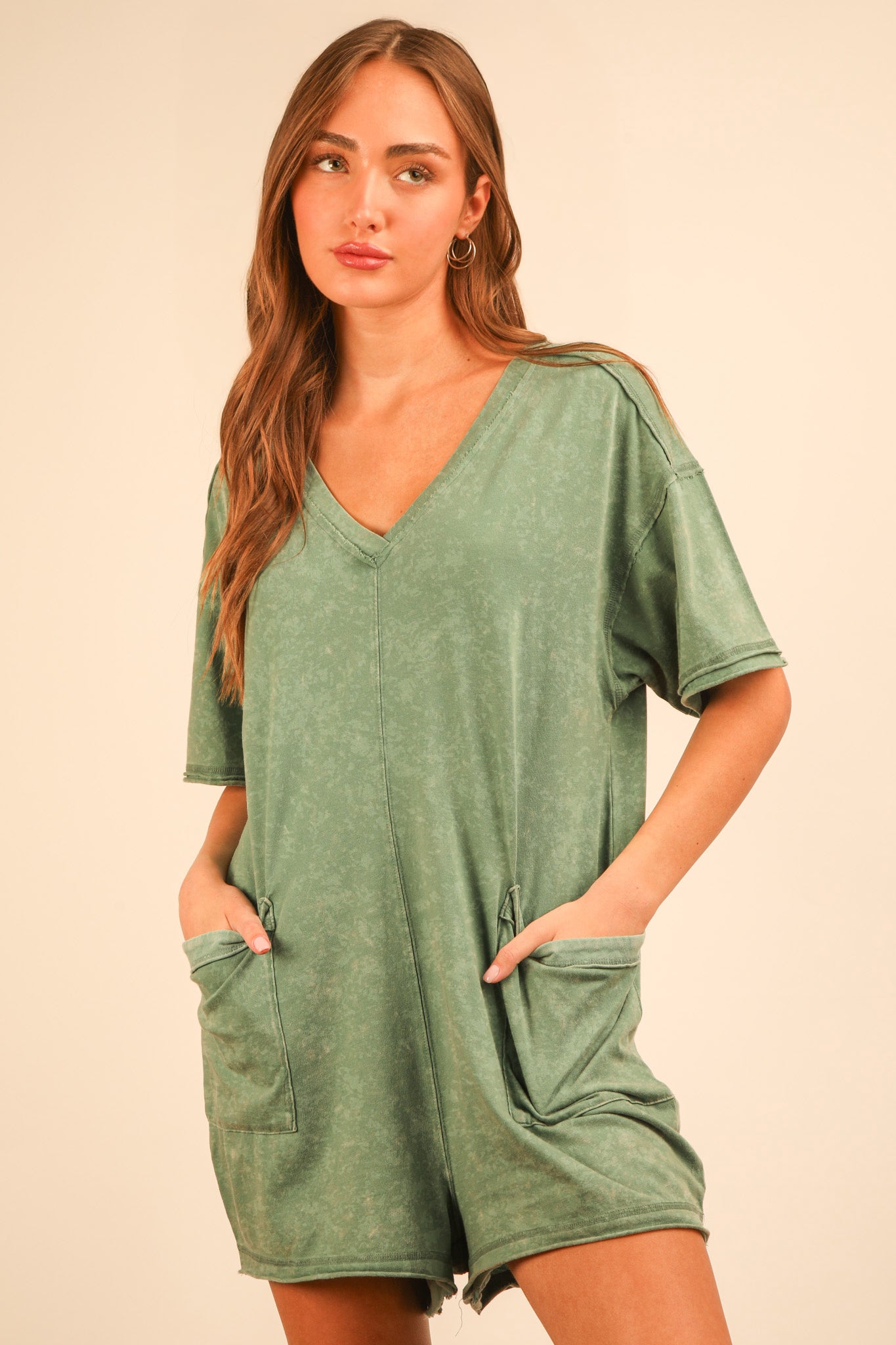 Mineral Washed Oversized Romper