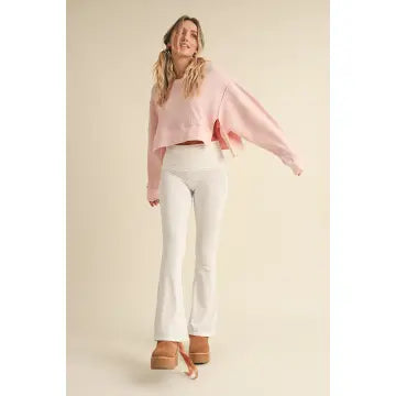 Waffle Knit Oversized Long Sleeve Top