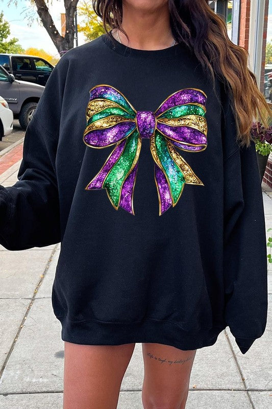 Mardi Gras Bow Sweatshirt