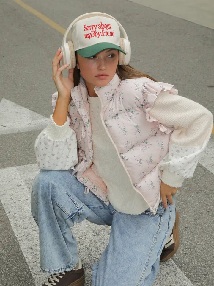Pastel Bloom Puffer Vest