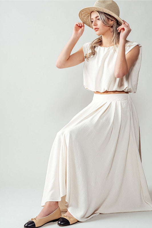 HIGH WAIST PLEATED MAXI SKIRT