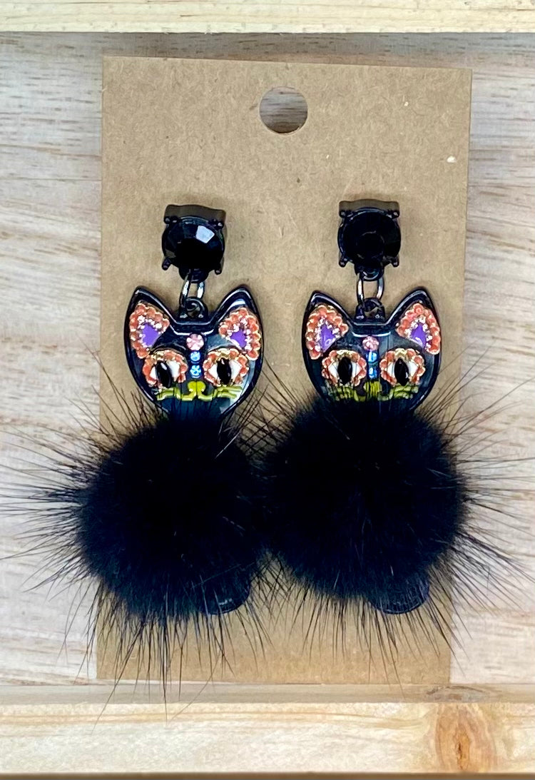 Spooky Cat Halloween Earrings