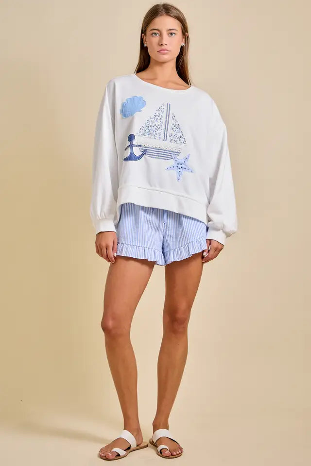 Sailboat Patchwork Sweatshirt