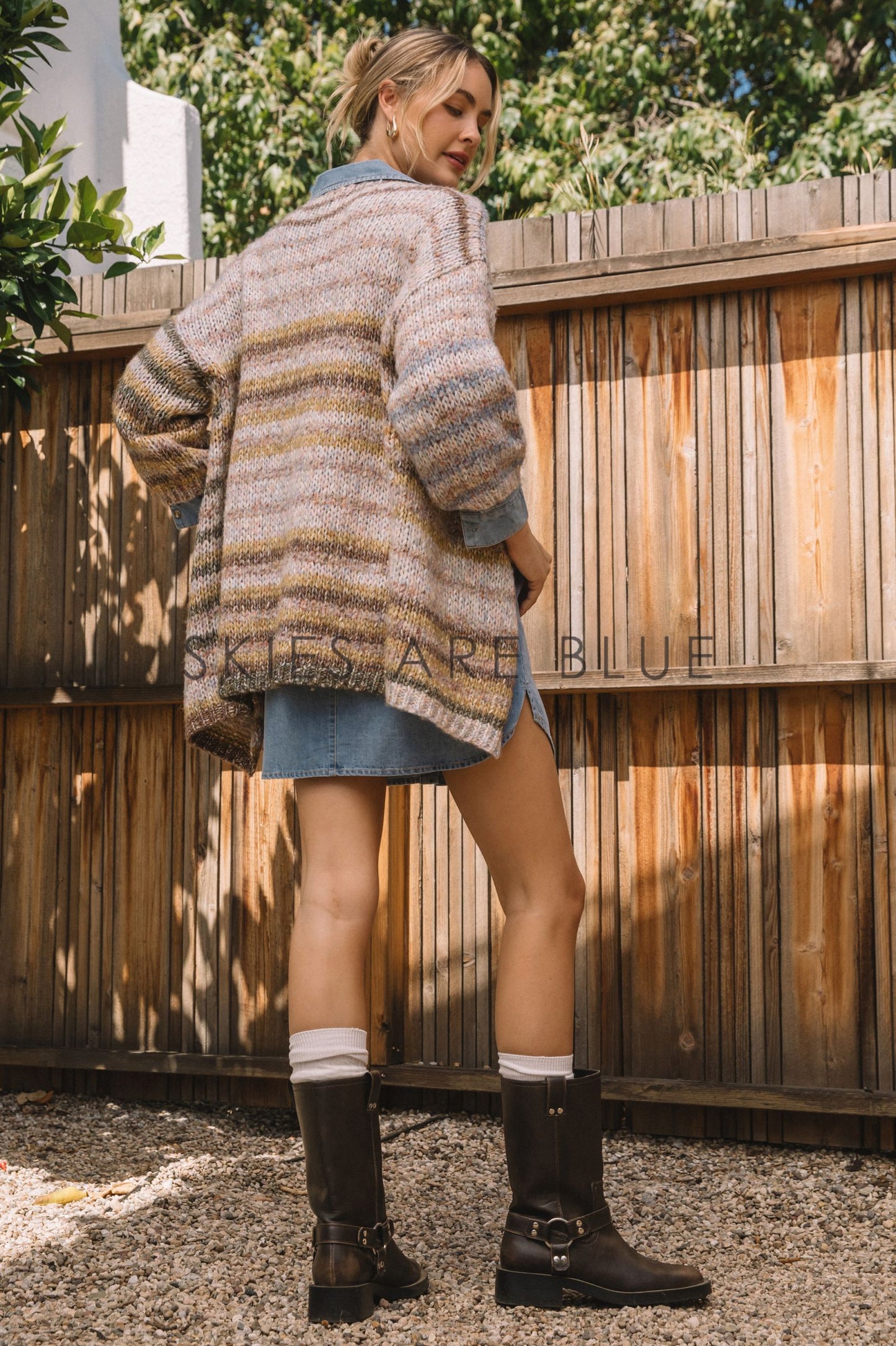 LONG SLEEVE MULTI STRIPE OPEN CARDIGAN