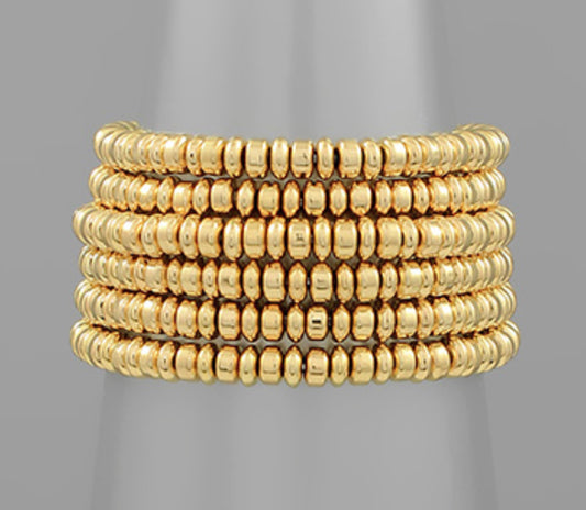 6 Row Gold Bead Bracelet