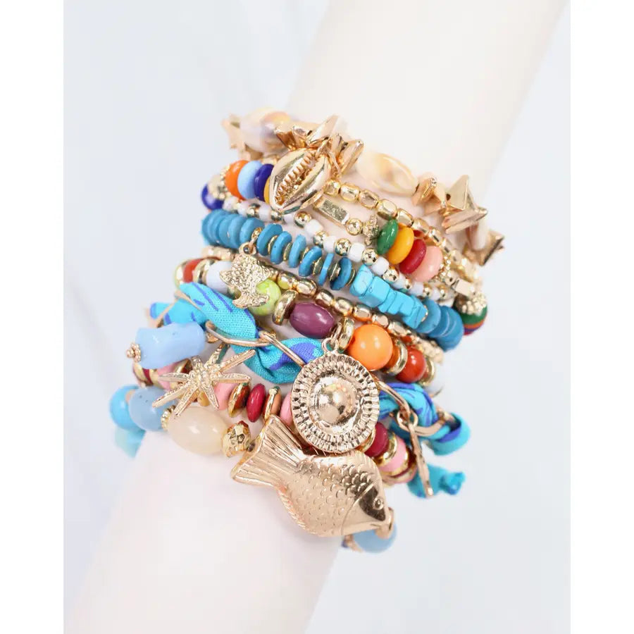 Urbana Beaded Stretch Bracelet Blue Multi