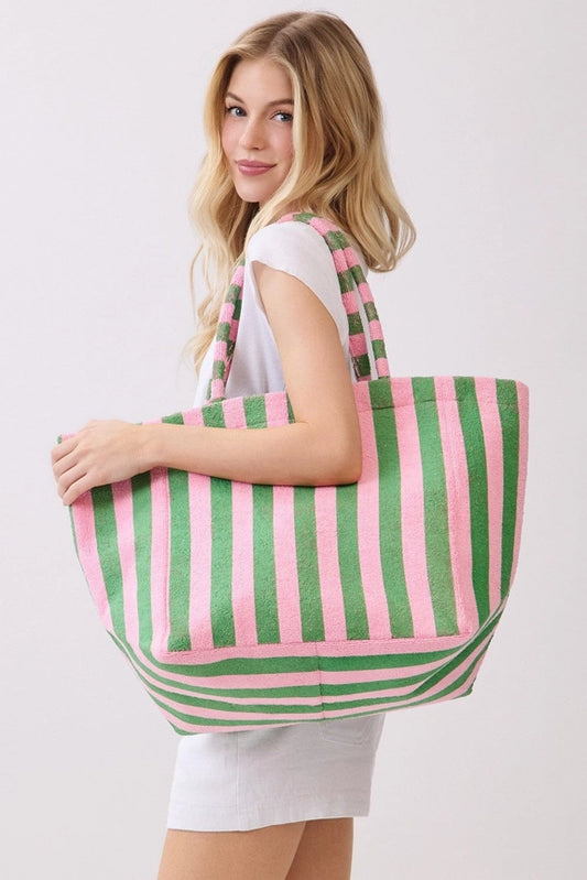 Striped Terry Beach Tote Bag