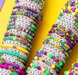 Beaded stretchy holiday bracelets