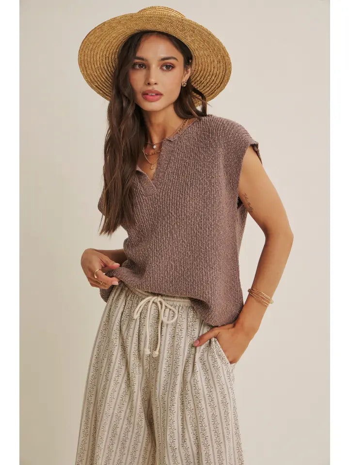 Effortless Layering Relaxed Fit Cotton Slub Sweater Top