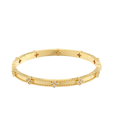 Pave Clover Station Bangle Bracelet