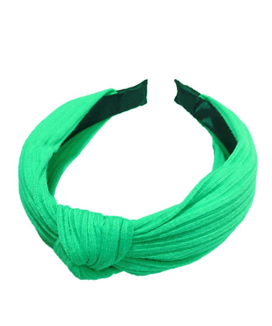Knotted Ribbed Headband Green
