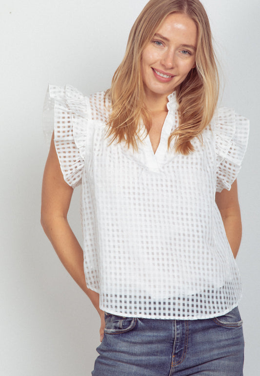 Checkered Ruffled Blouse