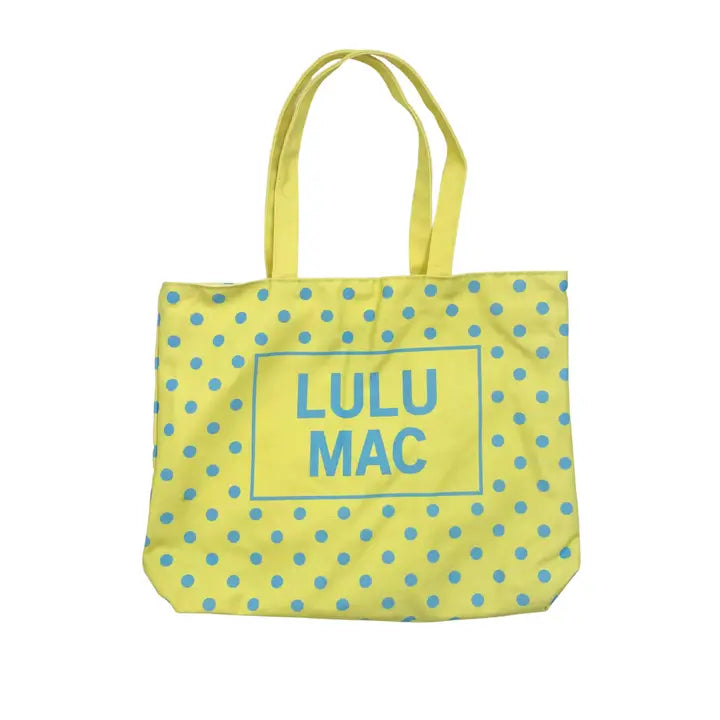 Lulu Mac Canvas Tote Blue Yellow Polka Dot