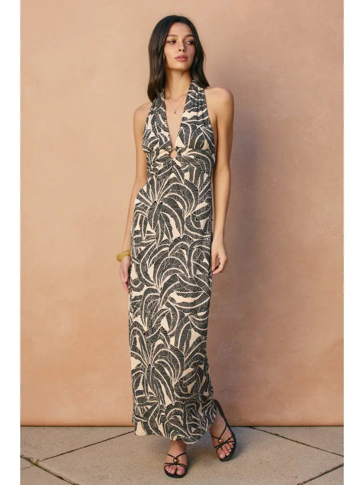 Saltwater Blush Halter O Ring Maxi Dress