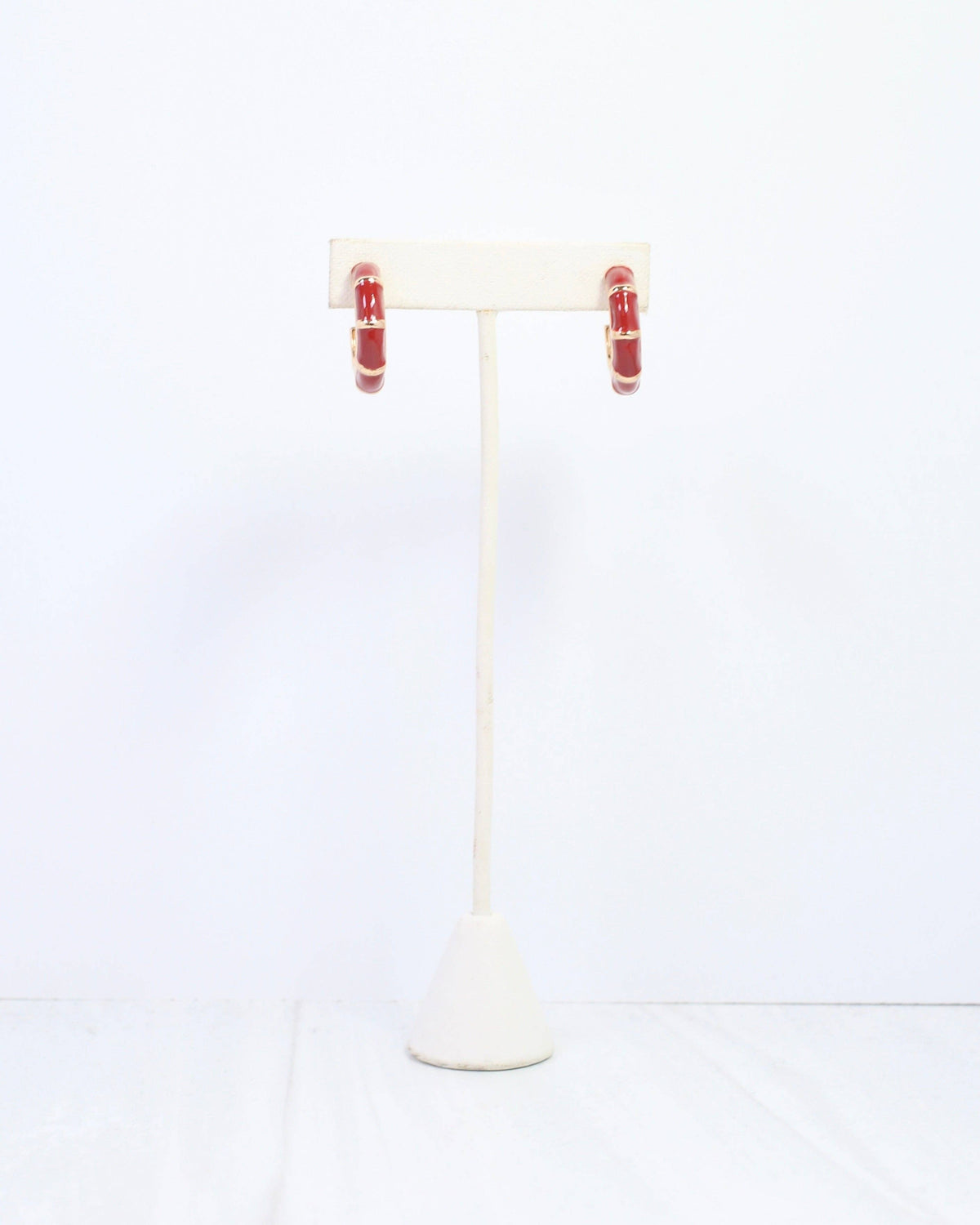 Britt Bamboo Enamel Hoop Earring Burgundy