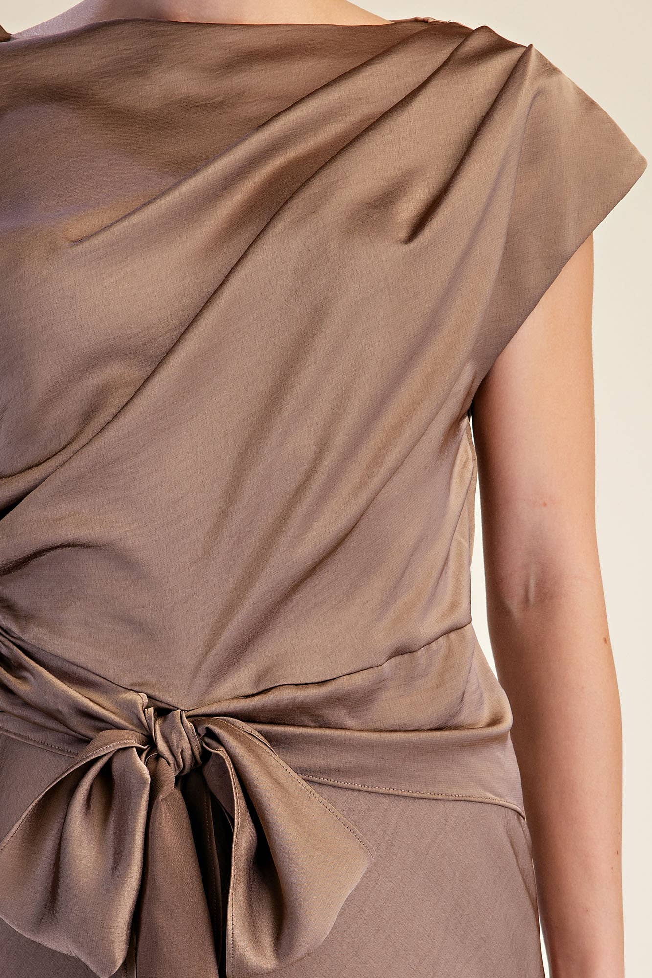 Asymmetrical Dress Waist Tie Midi Length