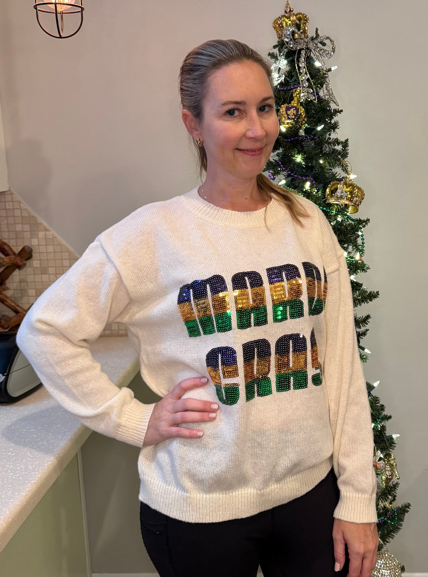 Retro Mardi Gras Sweater