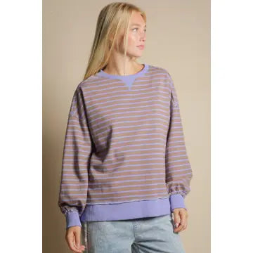 Stripe Comfy Casual Oversized Knit Top