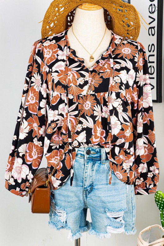 Floral 3/4 BabyDoll Blouse