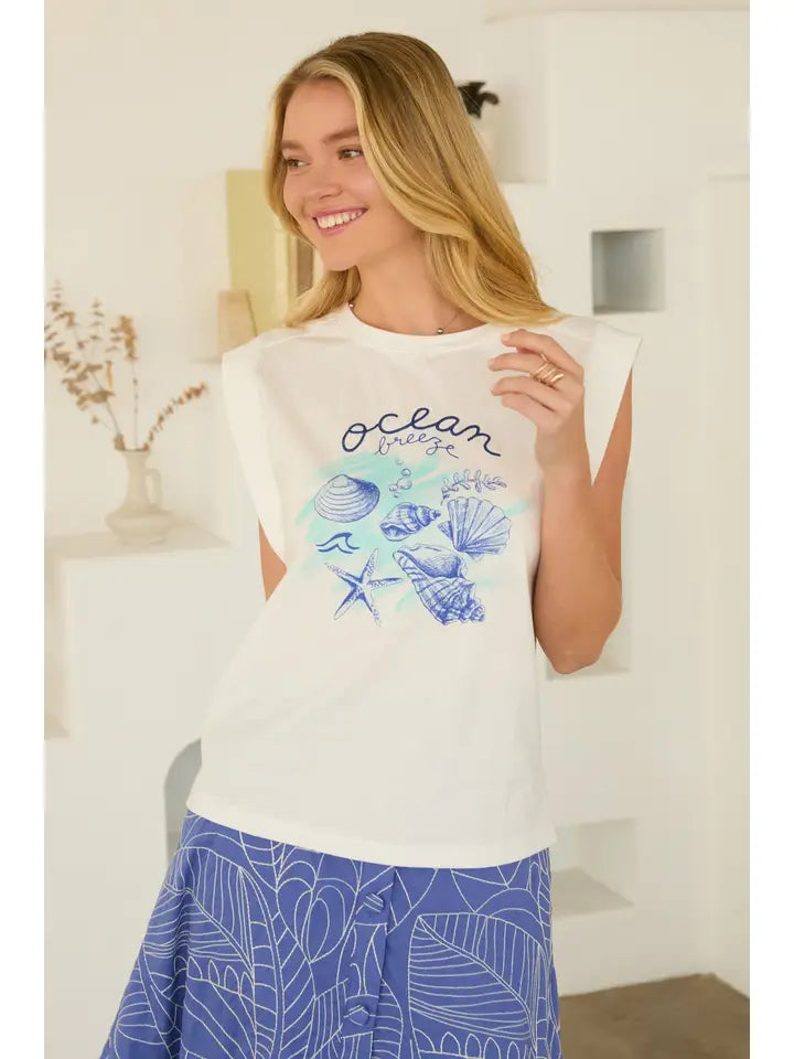 Ocean Breeze Embroidered Tee