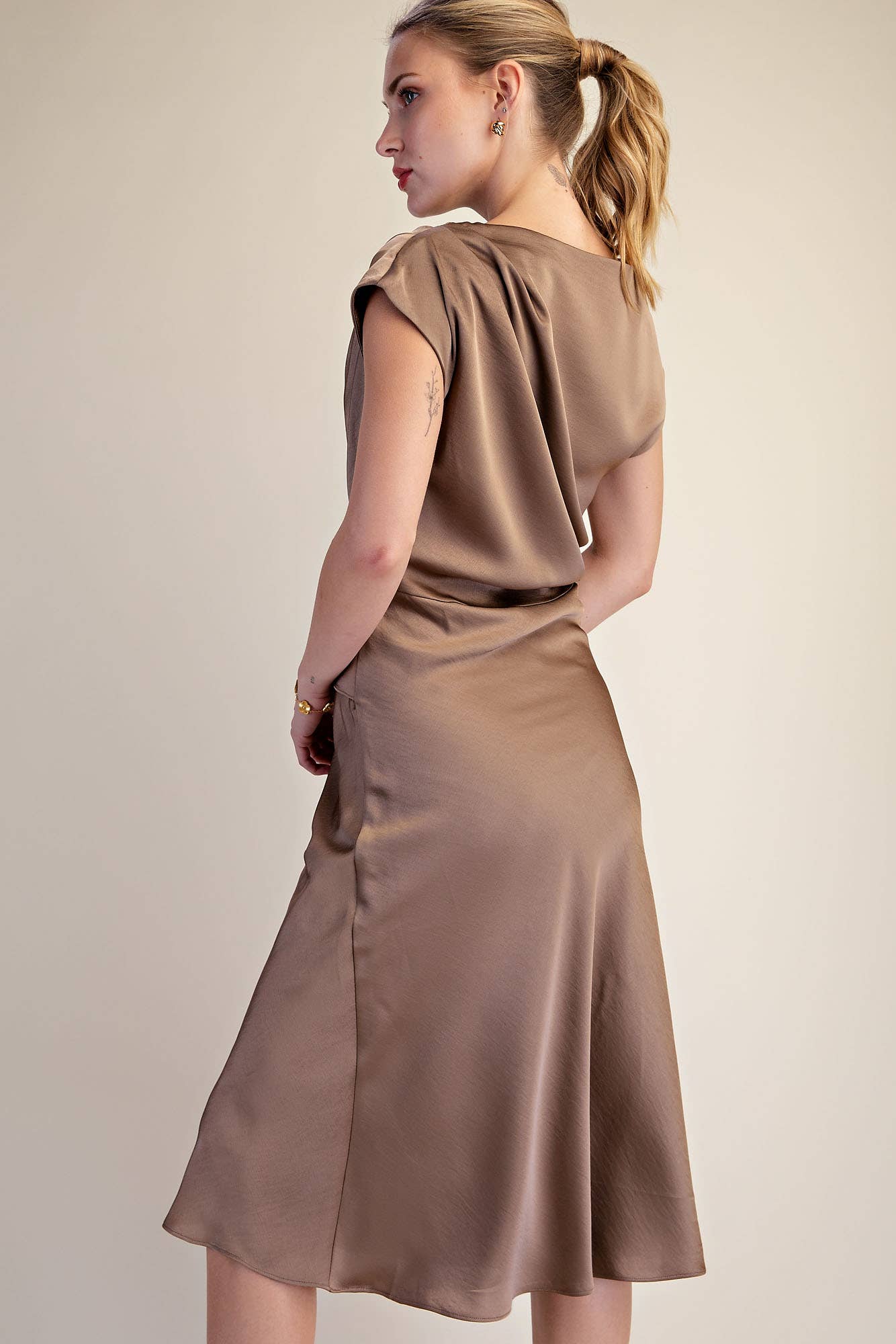 Asymmetrical Dress Waist Tie Midi Length