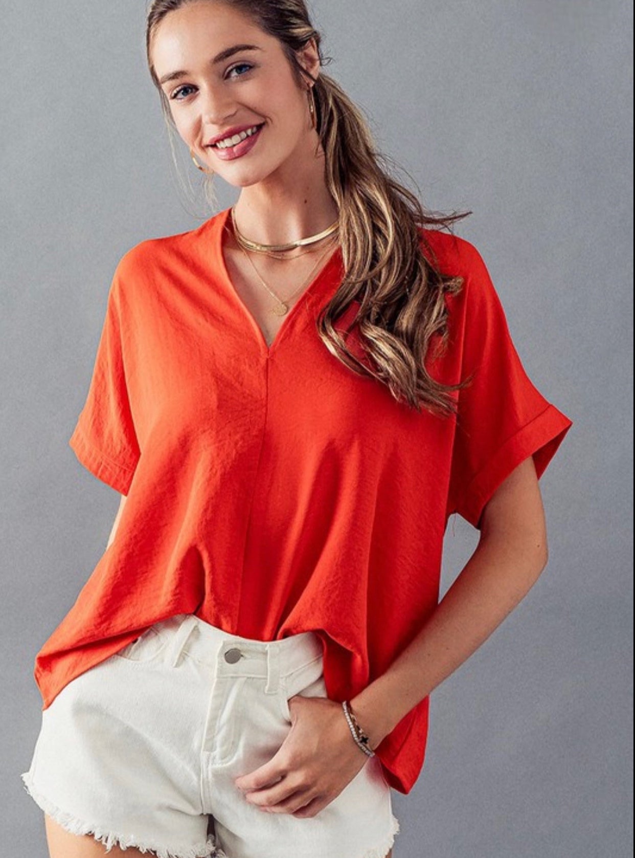 Oversized V Neck Top