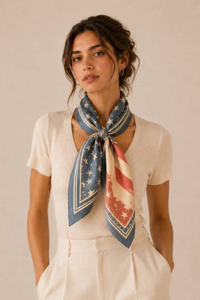 Vintage Star Print Square Scarf