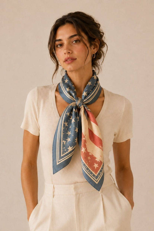 Vintage Star Print Square Scarf