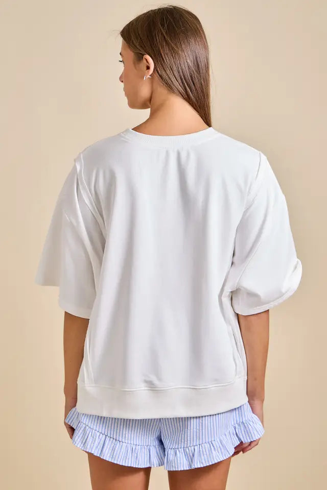Surfboard Patchwork Tee – Coastal Summer Top