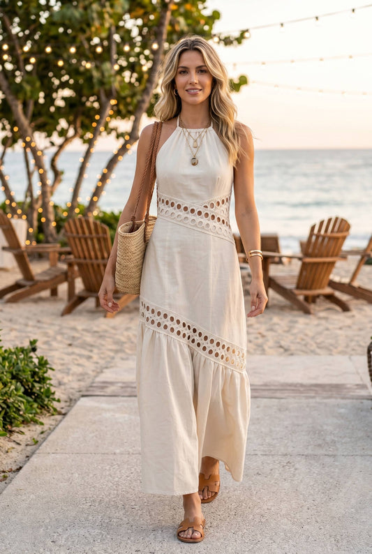 Seaside Eyelet Midi Dress