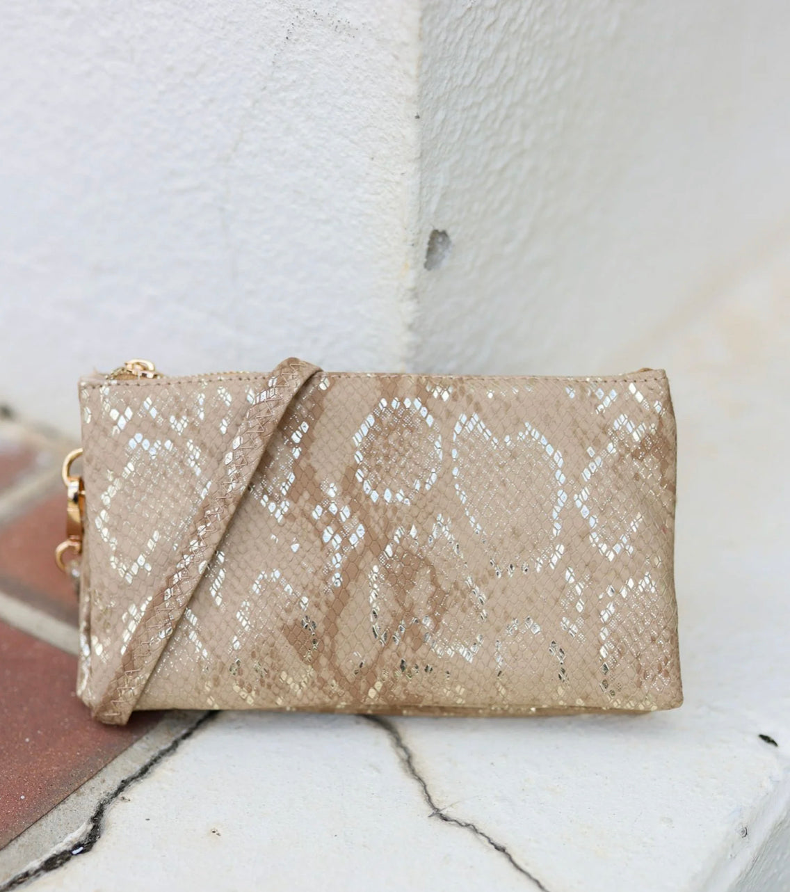 Liz Metallic Tan Crossbody Bag