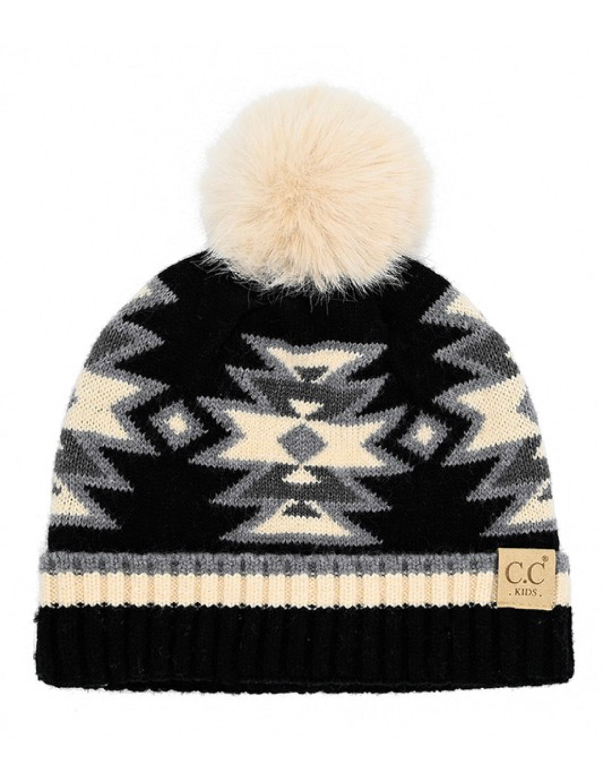 Aztec Kids Hat Beanie Black