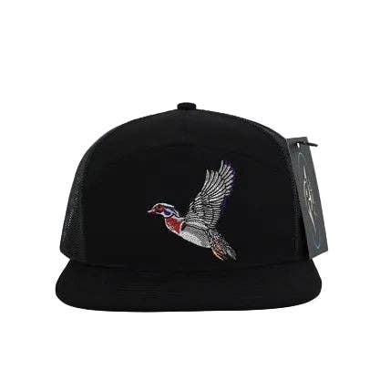 AF Waterfowl Flying Wood duck Black 7 Panel Hat