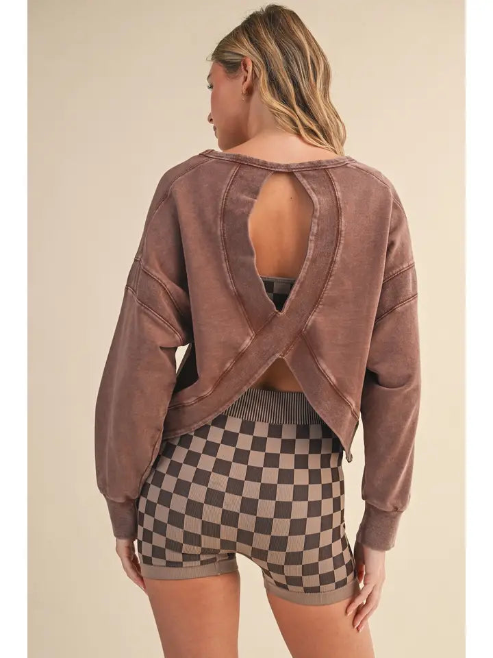 Mineral Wash Cutout Back Layering Sweatshirt
