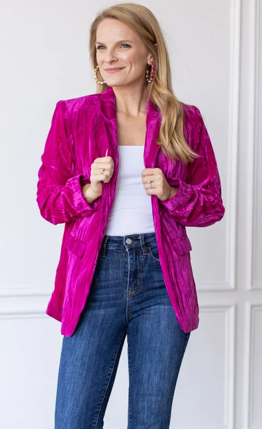 Rasberry Velvet Blazer