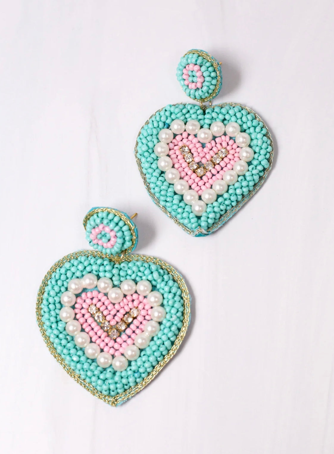 Just a Crush Heart Turquoise Earrings